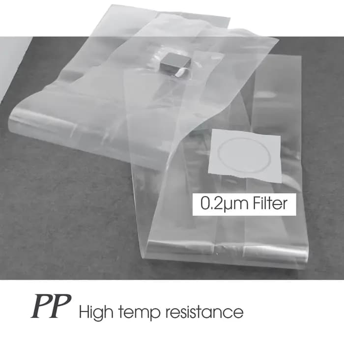 Sac de ponte humide arabisé en PP 6 mil avec port d'injection d'auto-guérison, patch filtrant de 0,2
