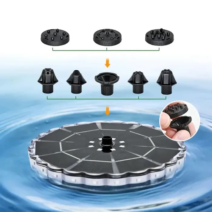 Pompe de fontaine flottante solaire avec lumière LED colorée pour jardin extérieur