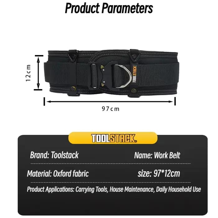 Ceinture à outils robuste TOOLSTACK avec boucle métallique à verrouillage rapide
