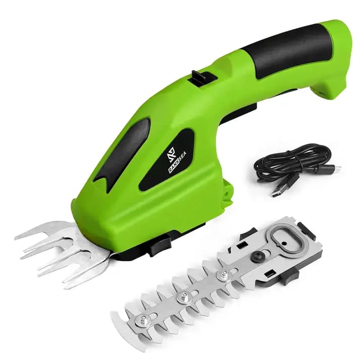 Taille-haie électrique sans fil 2-en-1 rechargeable, outil de jardinage portatif pour l'entretien des pelouses, des arbustes et le désherbage
