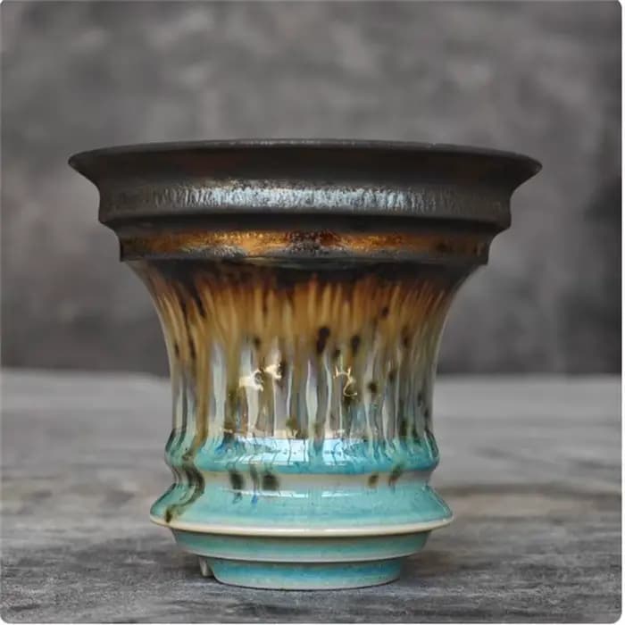 Pot en porcelaine émaillée coloré pour plantes grimpantes, Agaves Pachypodium, petits vases à fleurs