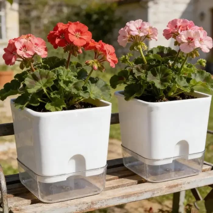 Pots de fleurs en plastique imitation céramique