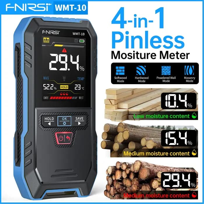 FNIRSI WMT-10 humidimètre inductif pour bois hygromètre détecteur de mur humide