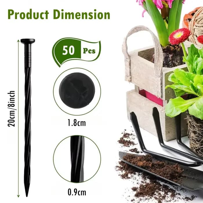 Piquets de pelouse en plastique, longueur de 20cm, pointes d'ancrage, filet de jardin, piquet de sol