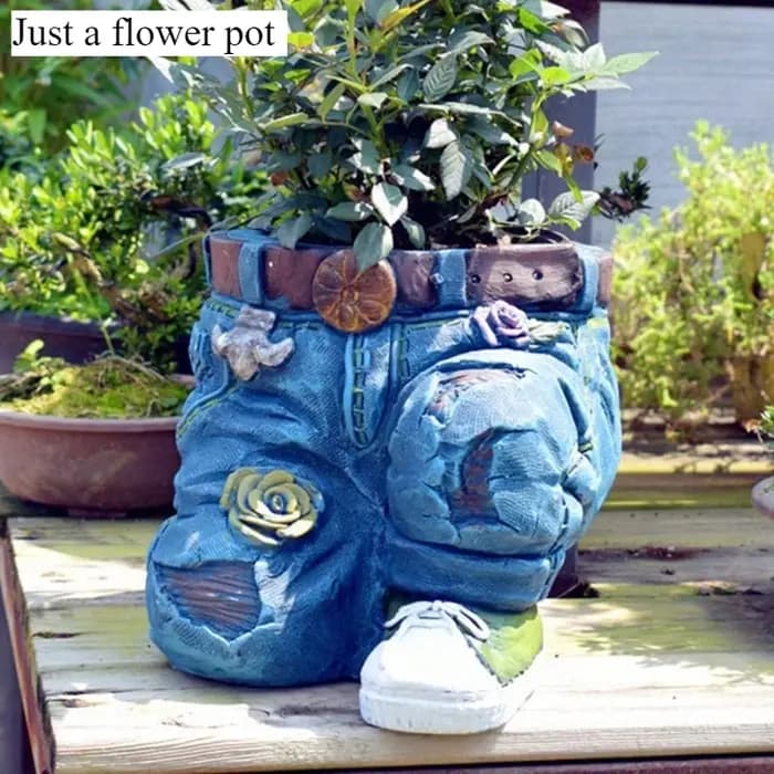 Sculpture de décoration de jardin en jean Vintage en résine, Pot de fleur d'extérieur pour balcon, cour, jardinage, conteneur de plantes décoratif Durable, 1 pièce