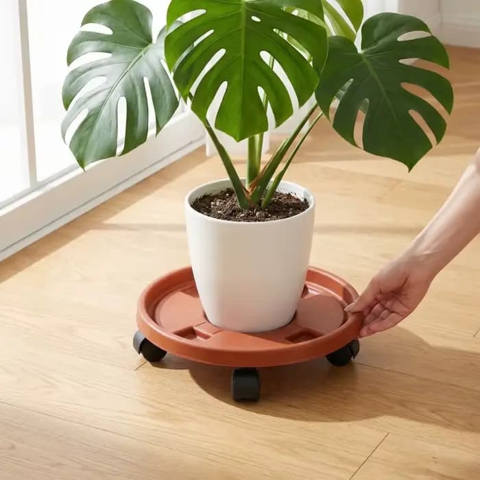 Plateau pour pot de fleurs robuste avec roulettes universelles pour balcons intérieurs et extérieurs