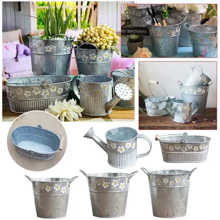 Bureau balcon décor plantes seau de rangement succulente plantation Pot de fleurs Pot de fleur Vintage fer
