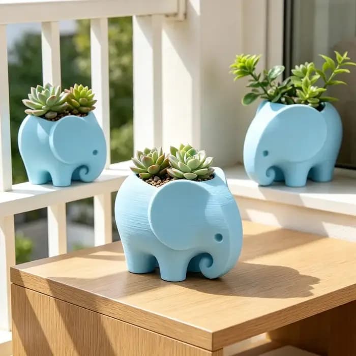 Pot de fleurs en céramique en forme d'éléphant, minimaliste, pratique, mignon, fait à la main, pour plantes succulentes, cadeaux, fournitures de jardinage