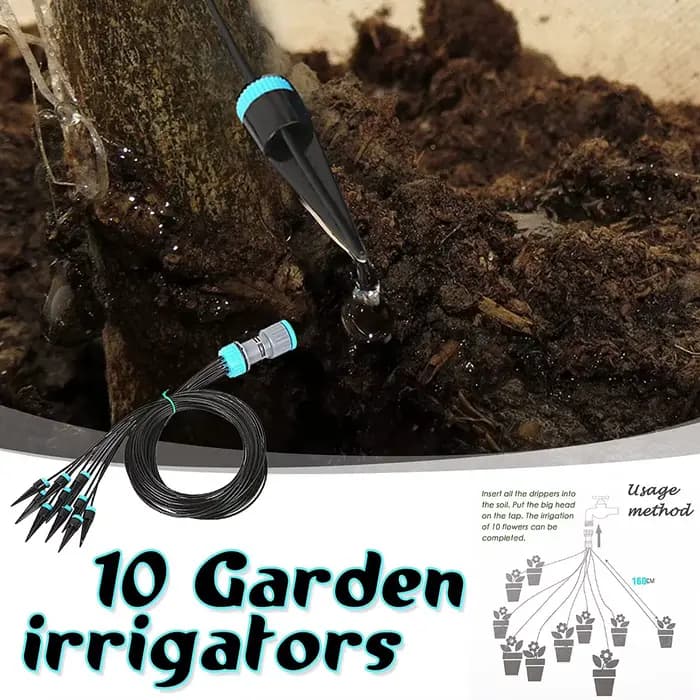 1 ensemble système d'arrosage automatique système d'irrigation goutte à goutte intérieure avec 10 tê