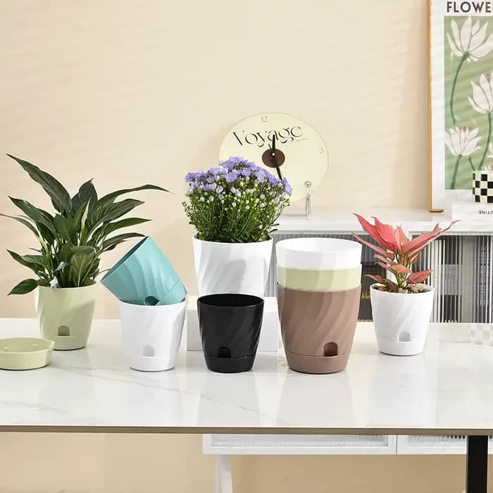 Pots de fleurs en plastique pour balcon, simples et respirants, plantation haut de gamme, maison