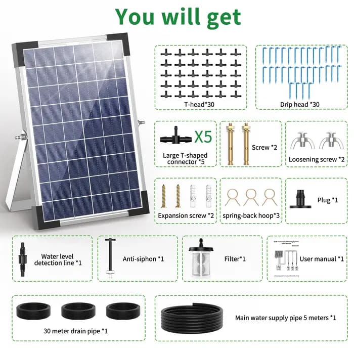 Système d'irrigation goutte-à-goutte solaire pour plantes en pot 9V 5W