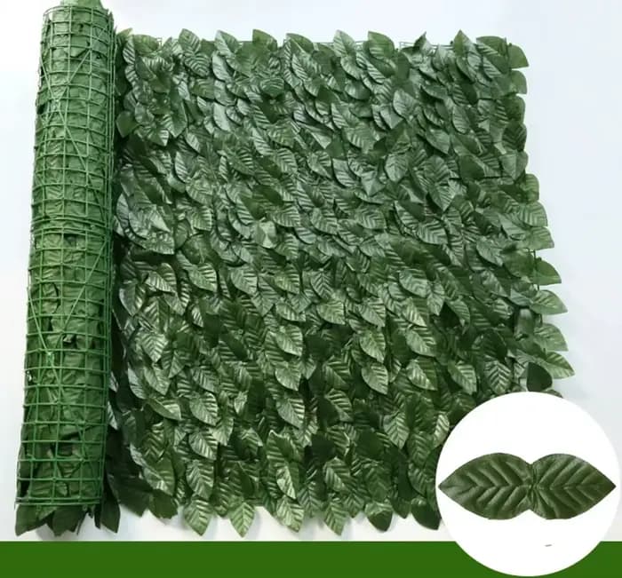 Panneaux de clôture en forme de hierre artificiel, 50x200cm, feuilles vertes, Faux écran de clôture