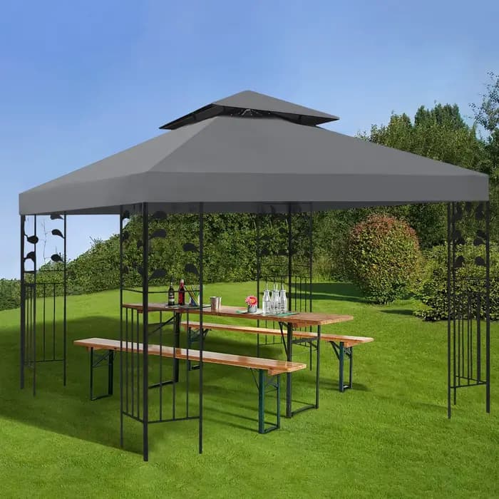 Couverture de Remplacement pour Toit de Gazebo, Abri de Grille Extérieure de 3x3m, Haut pour Cour