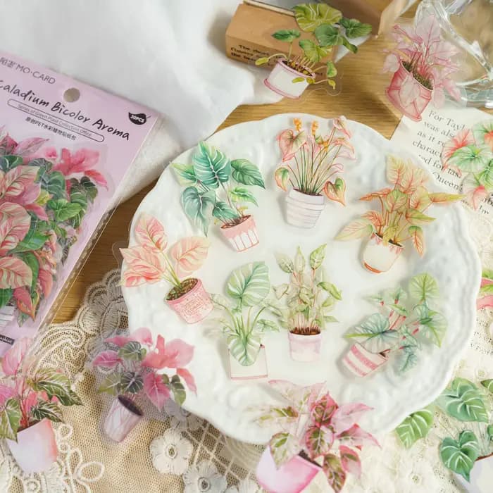30 pièces/paquet plante d'empotage esthétique autocollants pour animaux de compagnie bricolage Scrapbooking
