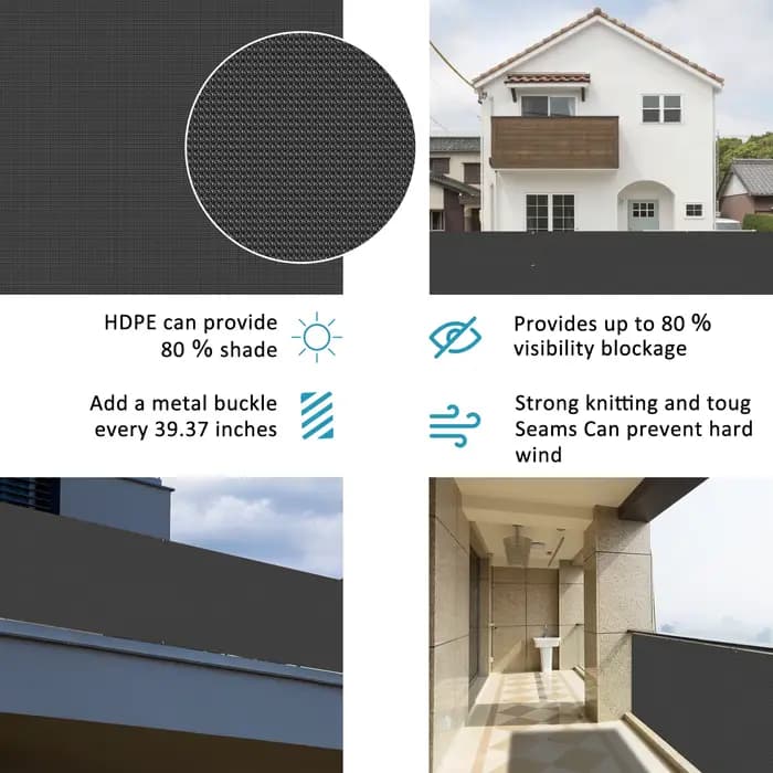 Filet de clôture de confidentialité pour balcon, couverture d'ombrage en maille respirante pour abri
