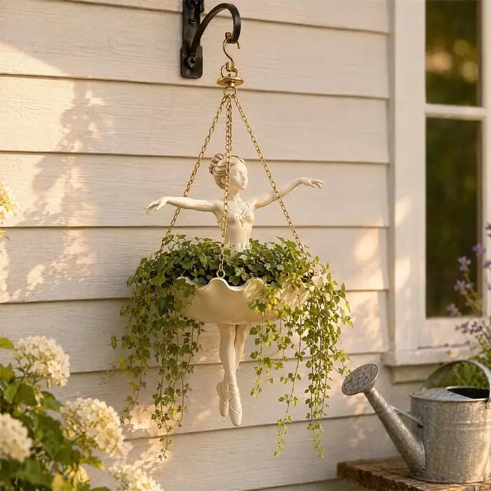 Pot de fleurs suspendu Danseuse, joli pot à plantes en résine Ballerine, élégant support artistique pour plantes grimpantes et succulentes