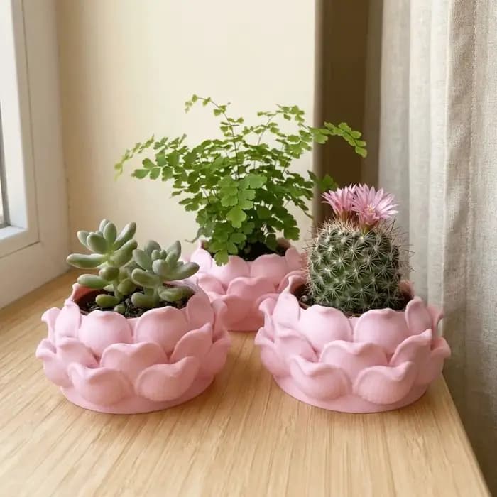 Pot de fleurs en plastique imprimé en 3D en forme de lotus, pots de pépinière avec trou de drainage, vase à fleurs, pots de culture pour jardin