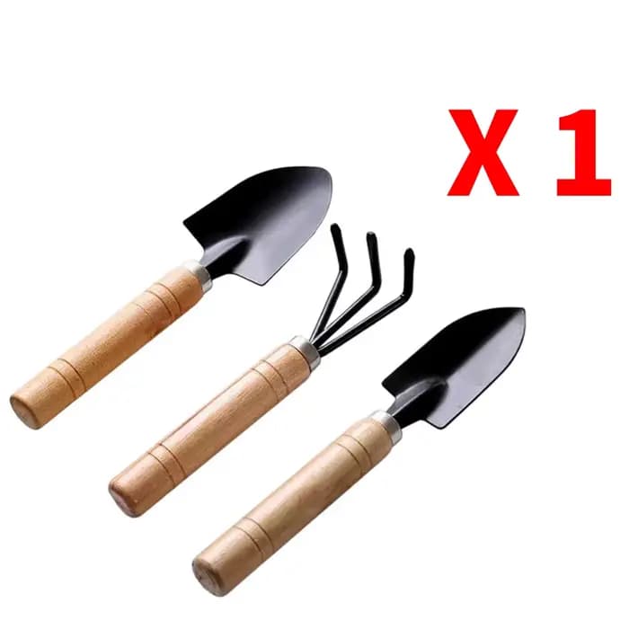 Mini outils de jardinage 3 pièces/ensemble avec pelle et râteau en fer, outil multifonctionnel pour