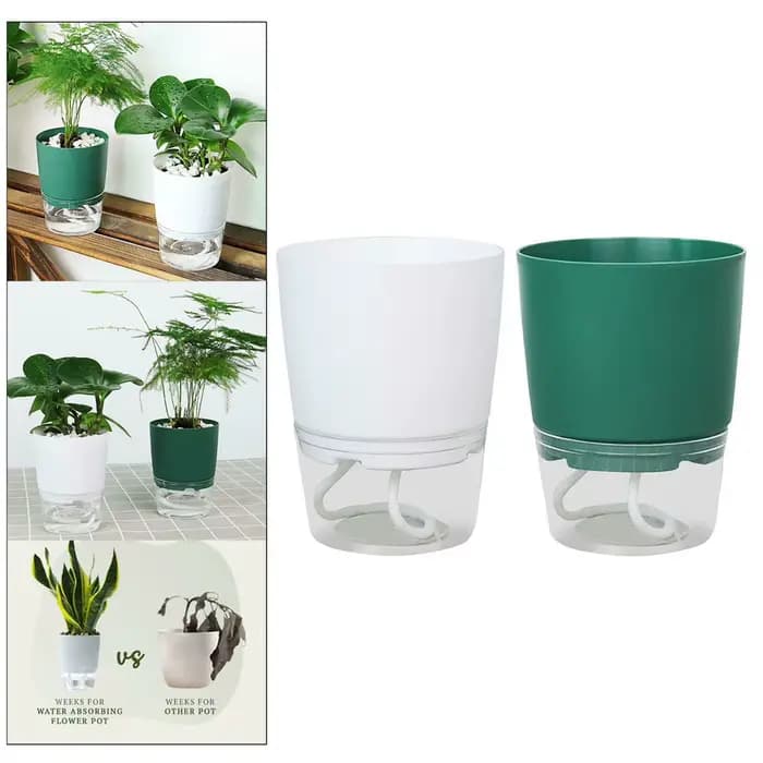 Pot de fleur hydroponique paresseux, Absorbant d'eau automatique, Transparent, Double couche, résine