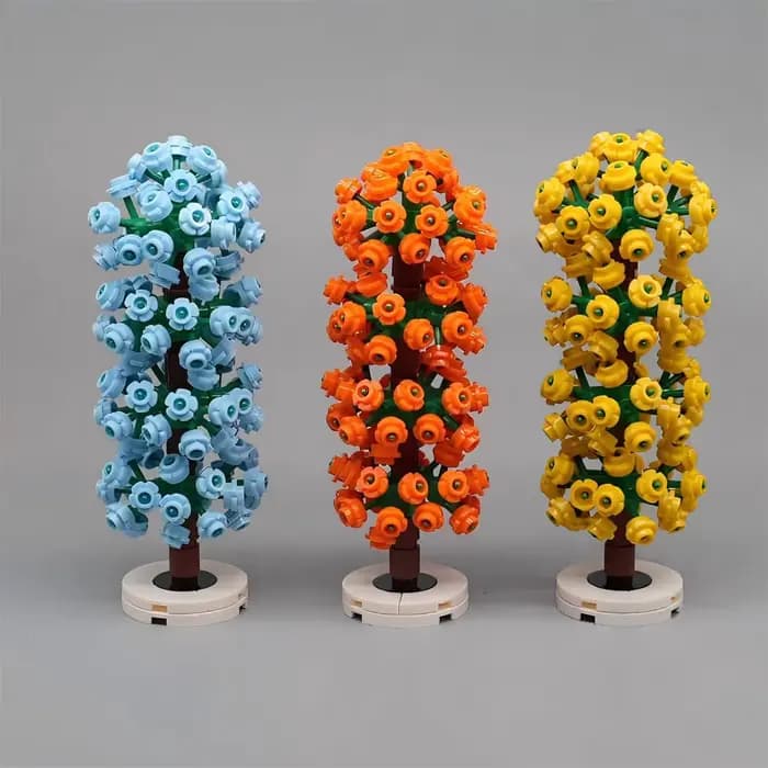 MOC – plantes vertes urbaines, hortensia et arbre arc-en-ciel, décoration de jardin de mariage, blocs de construction DIY pour enfants, jouets cadeau