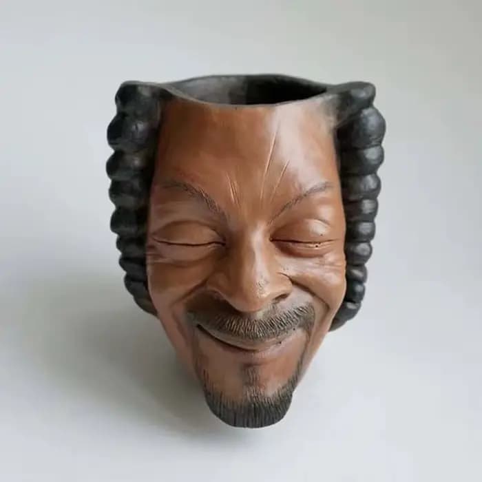 Rappeur Snoop Dogg Pot de fleur visage humain Vase homme sourire