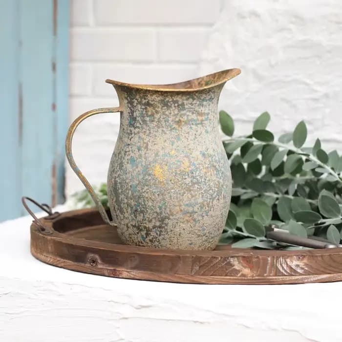 Vase à fleurs Vintage en métal galvanisé