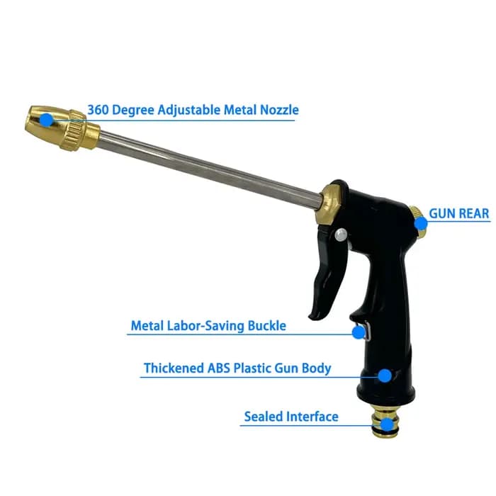Pistolet à eau haute pression avec buse métallique réglable pour le nettoyage de la Machine de lavag