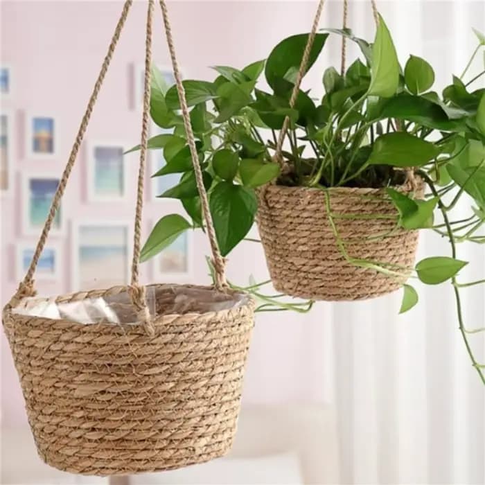 Jardinière suspendue en macramé, panier de rangement pour plantes, corde de Jute tissée, support de