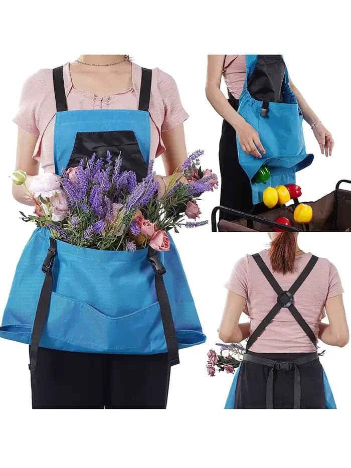 Tablier de jardinage d'extérieur avec grande poche – Sac de cueillette à dégagement rapide