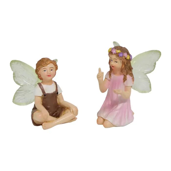2 pièces mignon murmur fée jardin résine artisanat ornements de table, ornements de conte de fées jardin pelouse porche cour décor extérieur