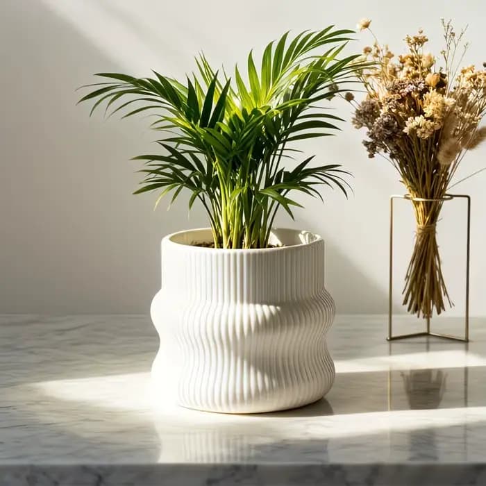 Petit pot de fleurs en plastique imitation céramique