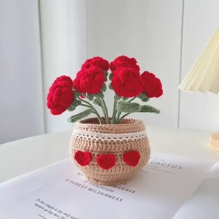 Bundle de fleurs en pot de tulipe fait à la main, matériel de crochet bricolage, décoration de sac,