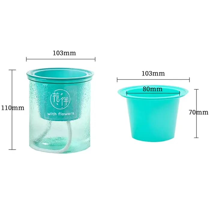 Pot de fleurs hydroponique Transparent rond en plastique, arrosage automatique, Absorption d'eau aut