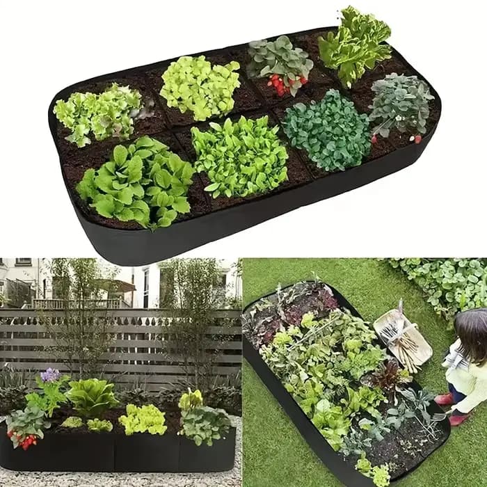Jardinière surélevée en tissu à 8 compartiments