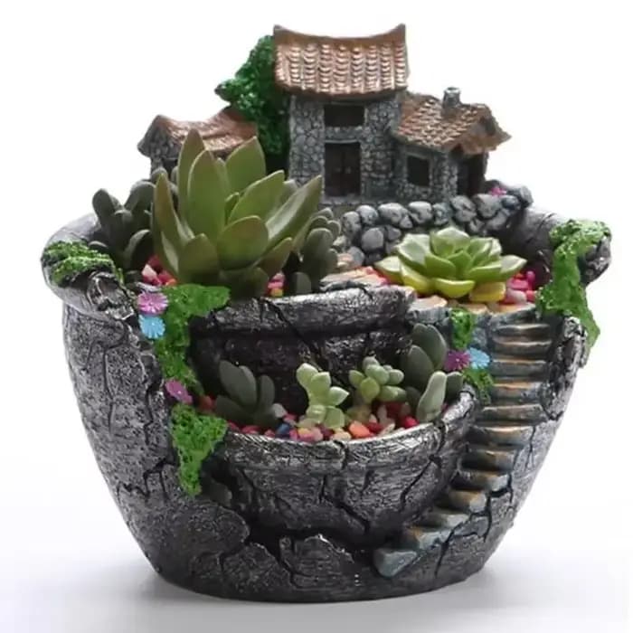 Pot de fleurs en résine pour plantes succulentes, support de bureau, décoration de jardin de maison,
