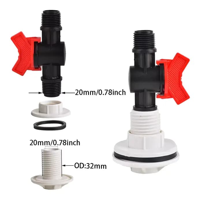 Robinet de robinet de 1/2 pouces, raccord de cloison pour baril d'eau, réservoir d'eau, barils de pl