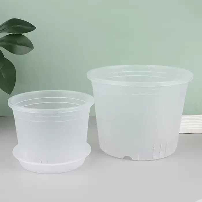 Pot d'orchidée rond Transparent avec/sans plateau