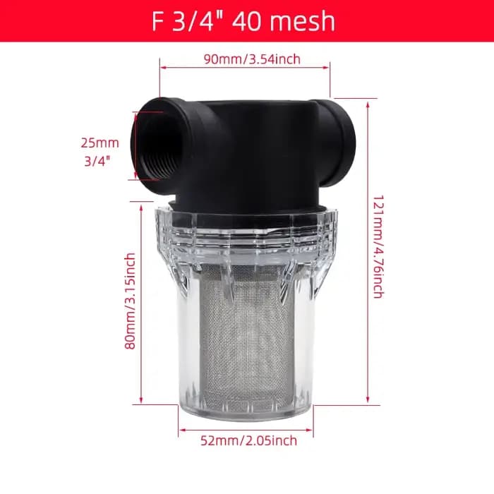 Filtre avant 40 mailles, tuyau d'eau auto-vidant, Filtration 1/2 pouces 3/4 pouces 1 pouce, plastiqu