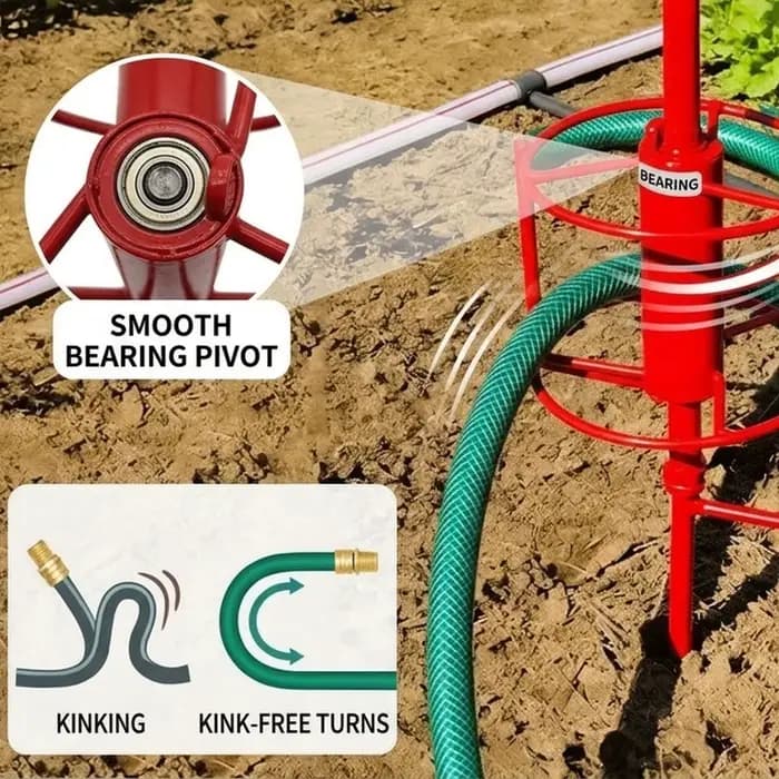 Support d'angle pour tuyau d'arrosage avec rouleau anti-torsions et nœuds