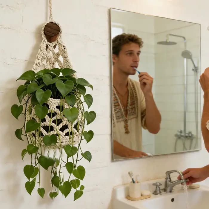 Support mural en macramé pour pot de fleurs, rangement gain de place, décoration intérieure, support mural pour plantes, chambre à coucher, salon
