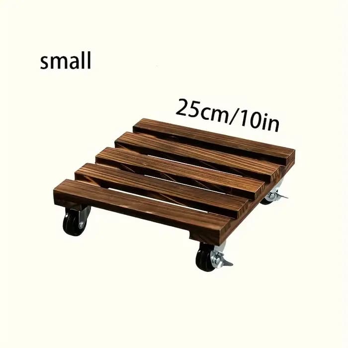 Plateau carré en bois pour pot de fleurs avec roulettes lisses, soucoupe mobile pour plantes, pour l