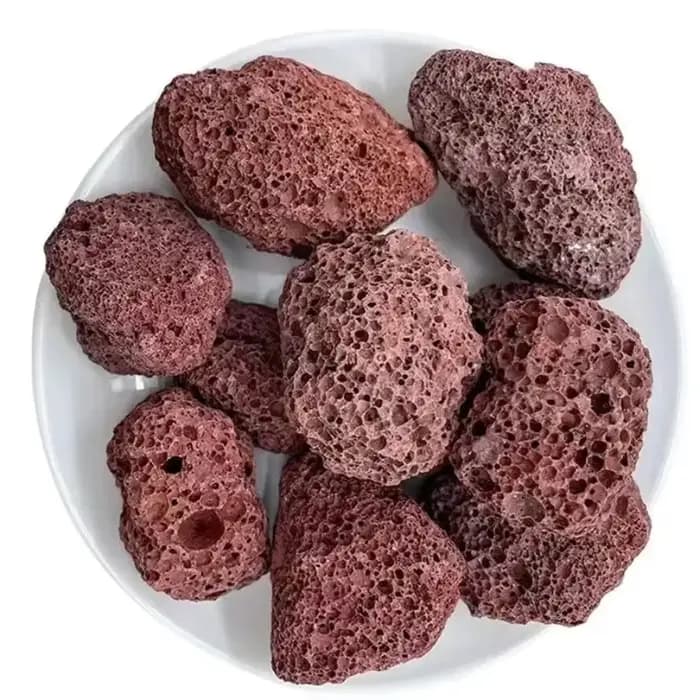 Bio filtre en pierre originale de roche volcanique rouge poreuse naturelle