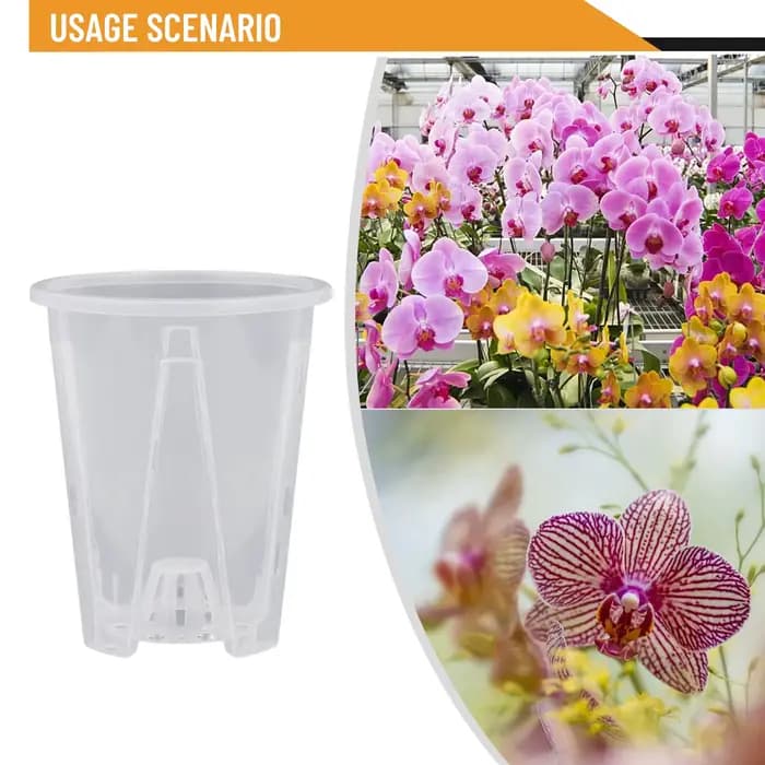 Pots d'orchidées en plastique Transparent, contrôle des racines, avec trous, Pot de fleur Transparen