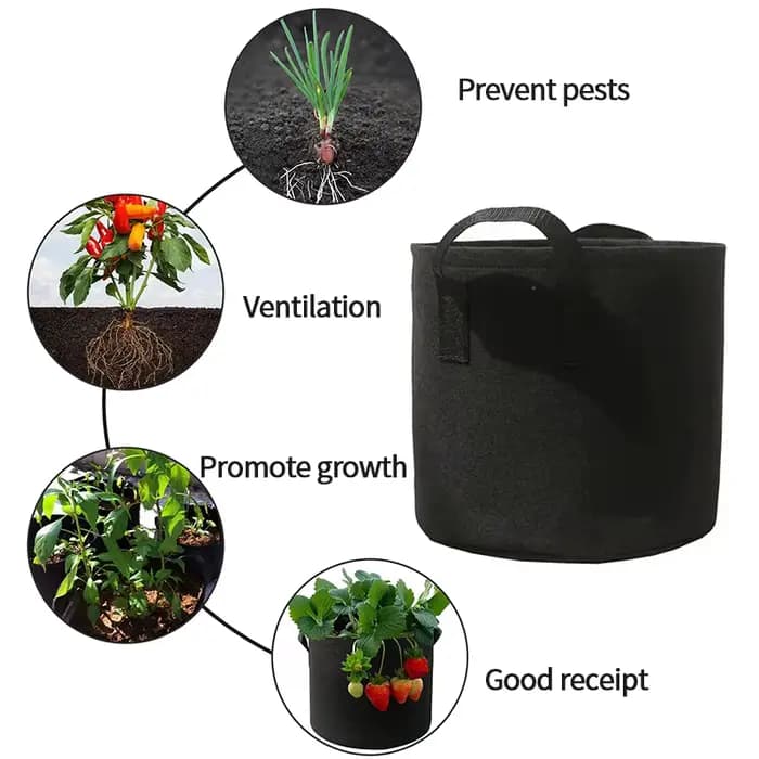 Sacs de Culture Épais Non Tissés pour Légumes, Fleurs et Plantes, Pots en Tissu d'Aération avec Foy,