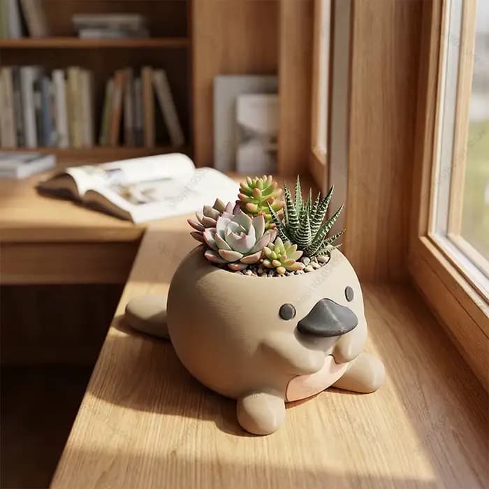 Adorable pot à plantes en forme d'oiseau-de-douceur imprimé en 3D, pot à succulentes, décoration de bureau Kawaii, décoration de chambre esthétique, cadeau pour les propriétaires de plantes
