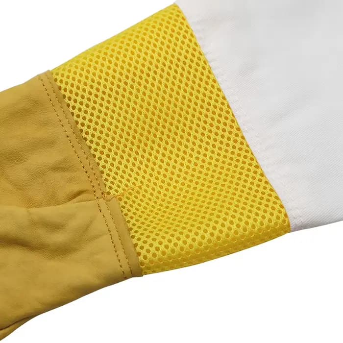 Gants pour apiculture, manches de protection en maille courte jaune, cuir et tissu respirants, gants