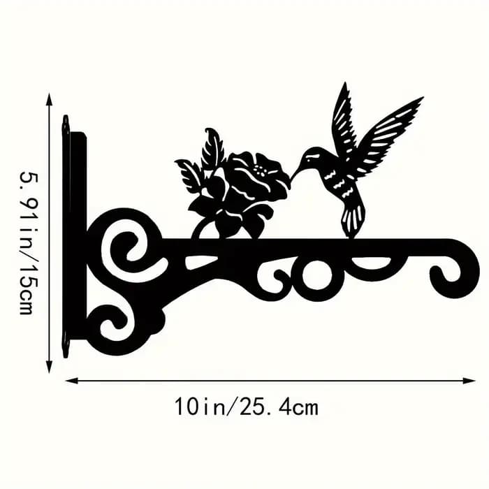Cintre pour plantes en métal noir, 2 pièces, avec 3 oiseaux et feuilles, robuste, facile à installer