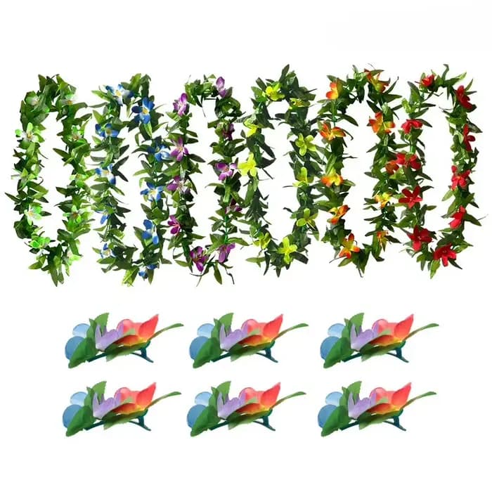 Feuilles vertes hawaïennes, lois en vrac pour fête Luau, décorations de fête à thème d'été, de plage, de vacances, 6 pièces/12 pièces
