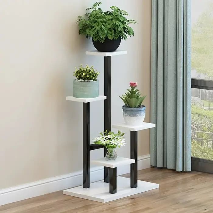Étagère à plantes de terrasse, étagère de rangement à niveaux pour serre, étagère à plantes d'extérieur, étagère d'angle de jardin, mobilier de salon de jardin de style Mid-Century