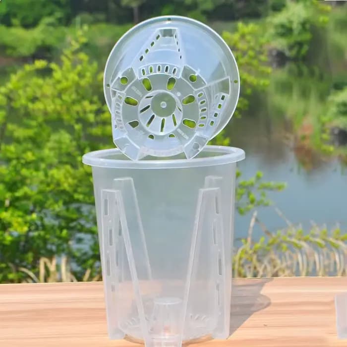 Pot de fleurs transparent en PP pour orchidées